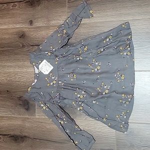 Zara baby girls mustard floral bib dress 12-18m